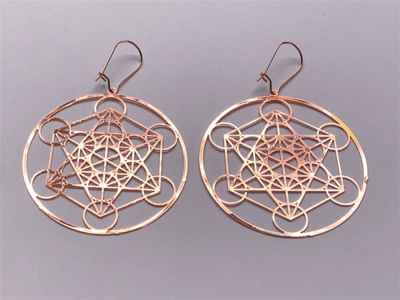 ER-202-COP Metatron copper Plated 2" Earrings