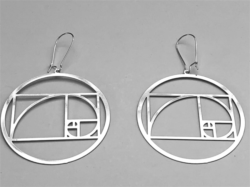 Golden Ratio silver Plated 2 inches Earrings