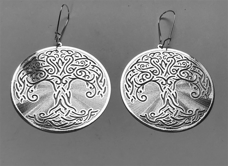 ER-226-S Celtic Tree of Life 18k Gold plated 2" earrings