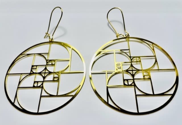 Gold Plated Quadruple Golden Ratio 2" Earrings