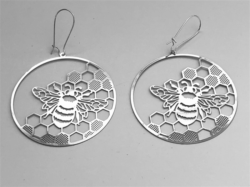 ER-234-S silver plated Honeycomb 2" earrings