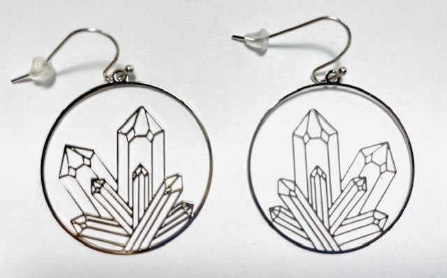 ER-38-S Crystals Silver Plated 30mm Earrings