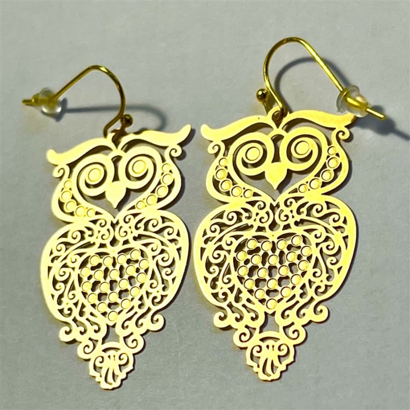 Gold Plated Wise Owl Earrings 30mm