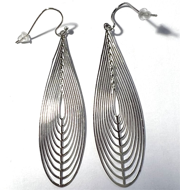 Silver Plated Tear Drop Earrings 50mm