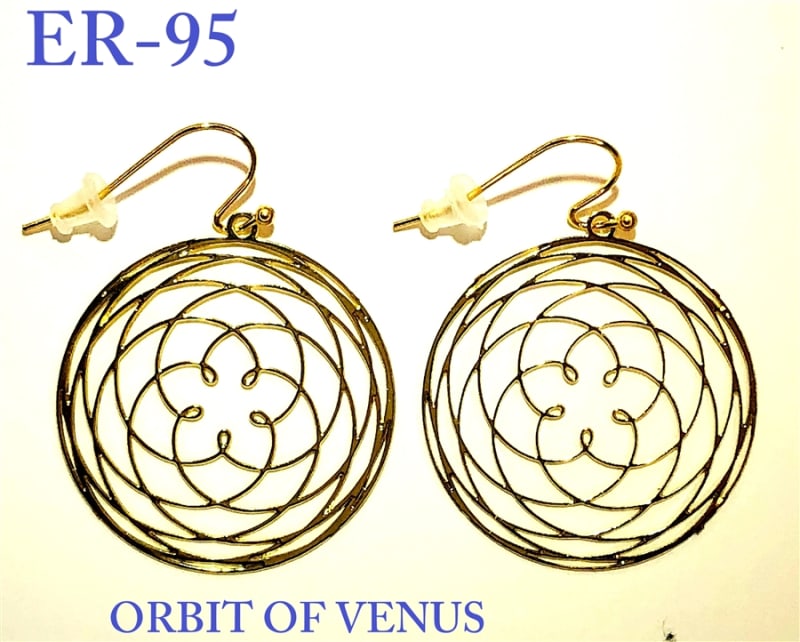Venus Orbital Dance Grid Gold Earrings 30mm