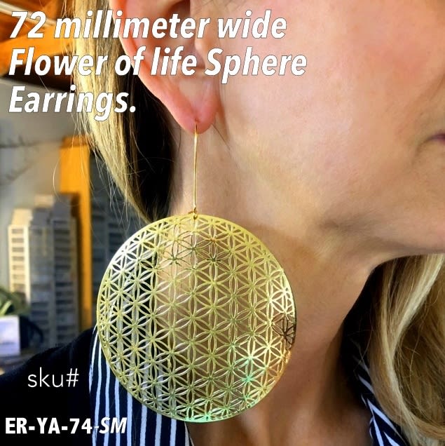 ER-YA-74-SM 72mm Flower of Life Sphere Earrings