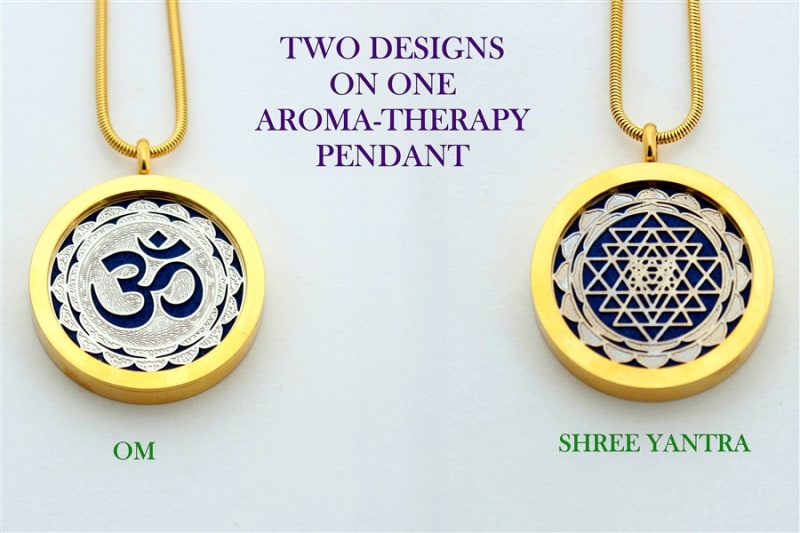 GS-YA-OM Shree Yantra/OM Aroma Therapy Double Sided Pendant