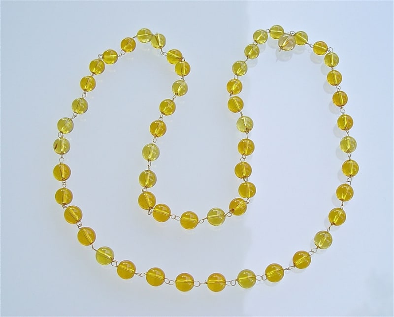 MA-05 GOLD PLATED WIRE WRAP CITRINE MALA