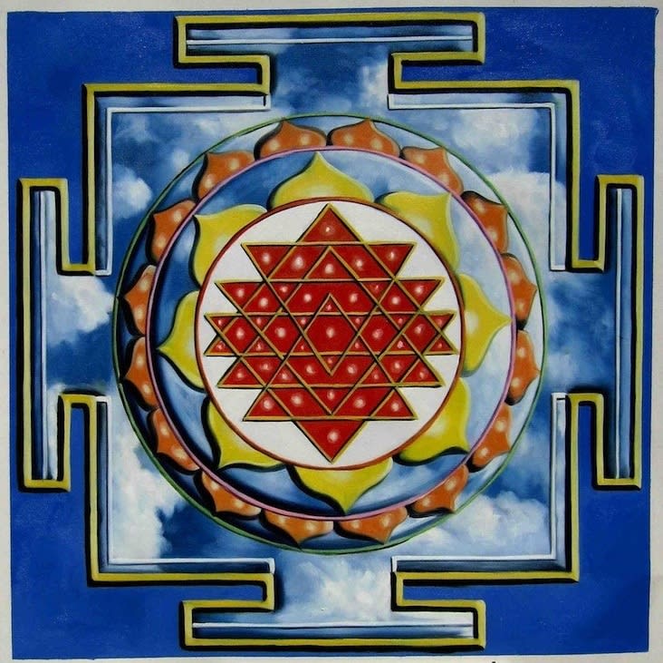 Shree Yantra with Sky - 36" x 36" Original Oil Painting