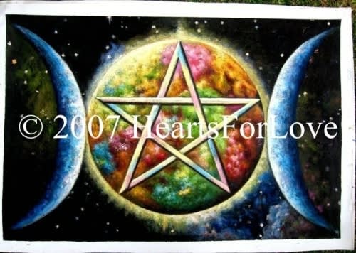 Moon Pentagram - 24" x 36" Original Oil Painting
