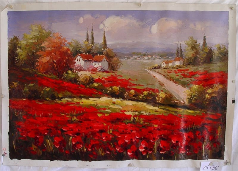 Flowers Landscape Original Oil Painting 24" x 36"