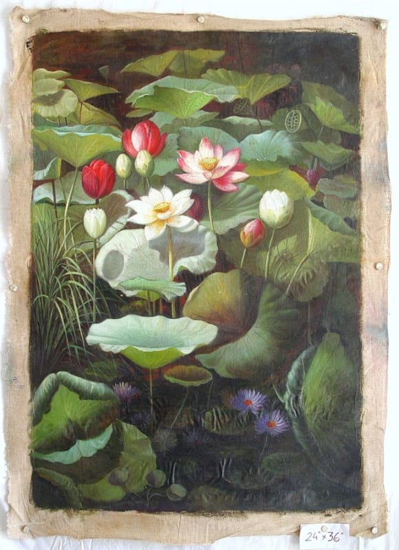 Lotus Flower Original Oil Painting 24" x 36"