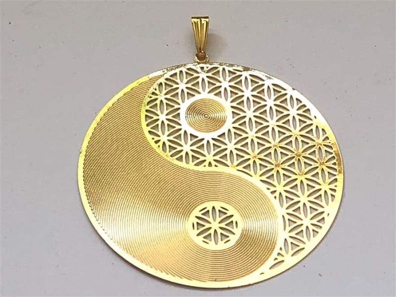 Yin Yang 2" Pendant 18k Gold plated