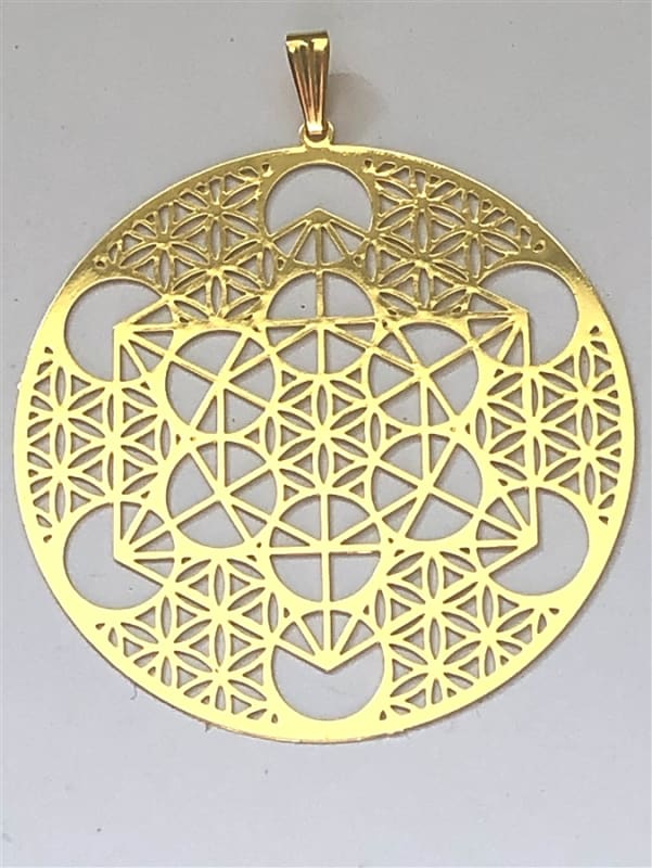 Metatron Flower of Life 2" Pendant 18k Gold plated