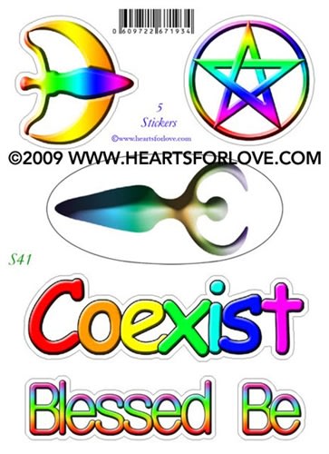 S-41 Coexist - Blessed Be - Goddess - Goddess Moon - Pentagram