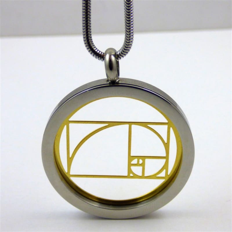 SGTGRP-25 Silver and Gold Plated Stainless Steel The Golden Ratio Pendant with Chain
