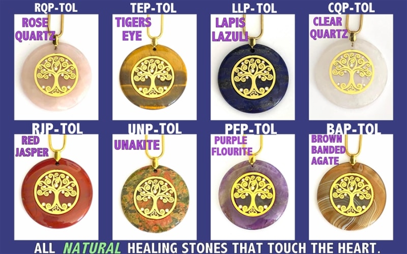 Tree of Life Sacred Geometry Circular Stone Pendants - PFP-TOL Purple Fluorite