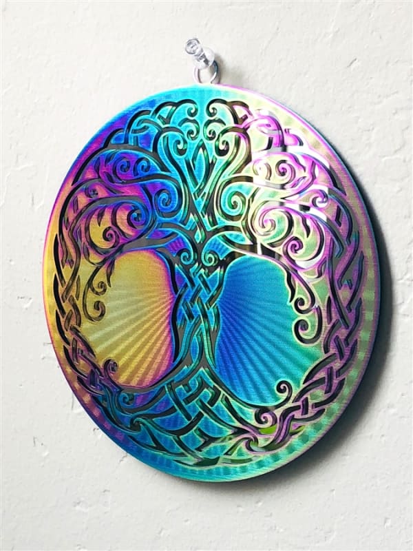 SSM-MOB-TOL  6" Celtic Tree of Life Mobile - Anodized Titanium Stainless Steel with Mirror