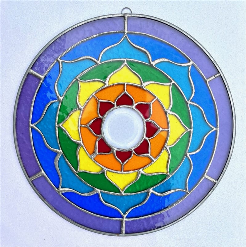 Rainbow Chakra Mandala Stained Glass Mobile