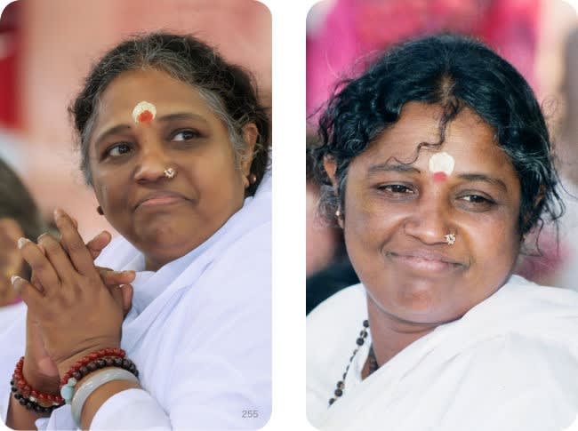 Amma wallet altar featuring a lovely devotional photo on each side