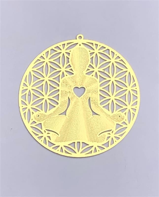 18k gold plated Flower of Life Yoga Girl 2" Grid