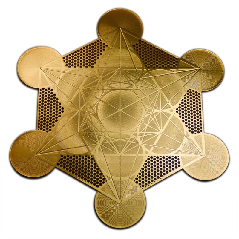 18k gold plated Metatron's Cube Healing Grid