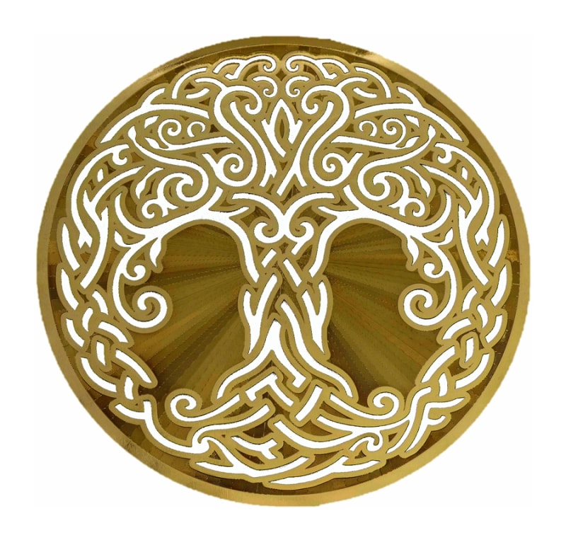 18k 6in Gold plated Celtic Tree of Life Healing Grid
