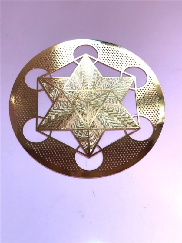 18k Gold plated Star Tetrahedra Grid 3"