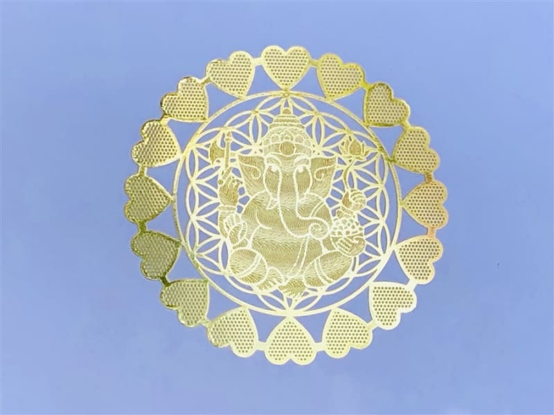 YA-93 Ganesh with Hearts 18K Gold plated 4" Grid