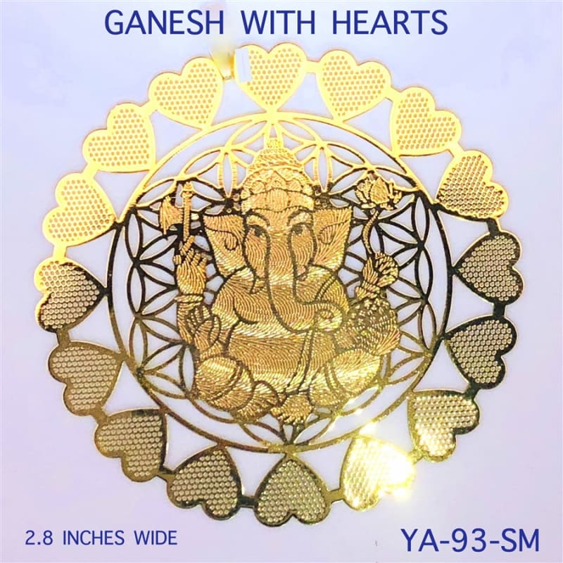 YA-93-SM 18k gold plated Ganesh Healing Grid with Hearts
