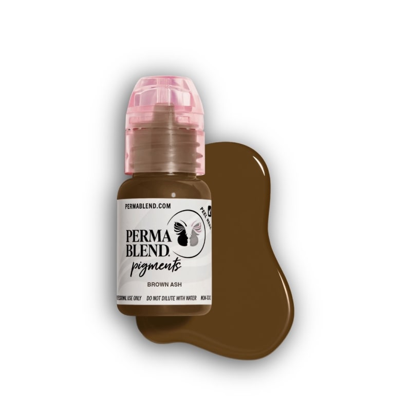 Perma Blend Brown Ash pigment bottle – cool-toned medium brown eyebrow tattoo pigment for natural, long-lasting permanent makeup results Perma Blend Brown Ash pigment bottle – cool-toned medium brown eyebrow tattoo pigment for natural, long-lasting permanent makeup results