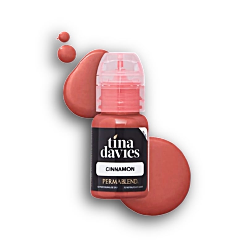 Tina Davies Cinnamon pigment bottle â€“ warm reddish-brown eyebrow tattoo pigment for natural, long-lasting permanent makeup results