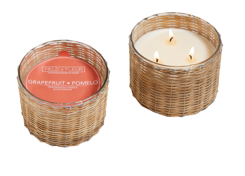 Grapefruit Pomelo 3 wick handwoven candle 21oz.