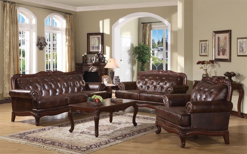 Birmingham 2 Piece Tri-Tone Brown Leather Living Room Set by Acme