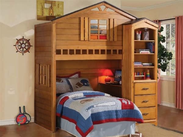 Montana Loft Bed in Rustic Oak Finish by Acme - 10160