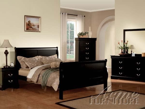 Louis Philippe III 6 Piece Bedroom Set in Black Finish by Acme - 19500
