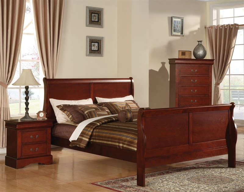Louis Philippe III Sleigh Bed in Cherry Finish by Acme - 19520Q