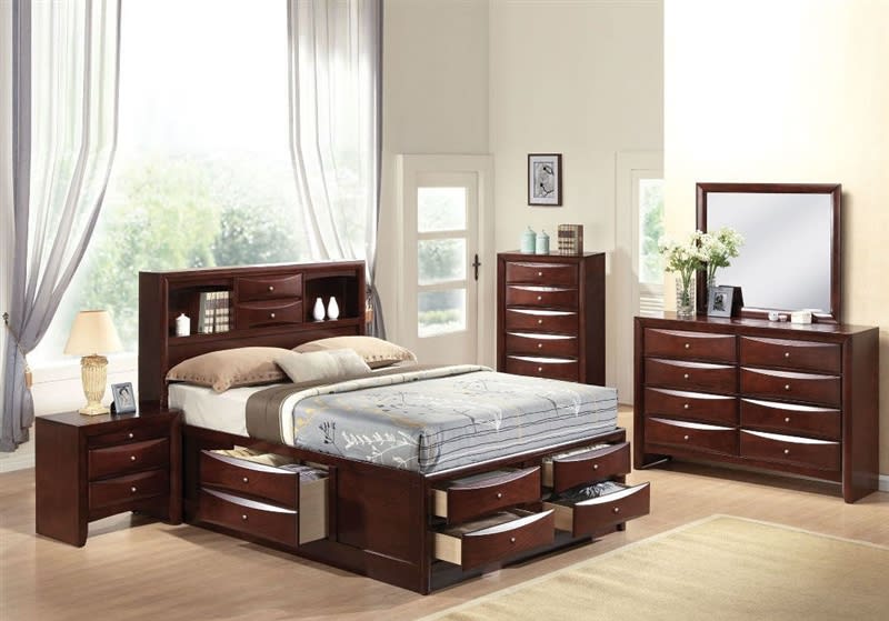 Ireland Storage Bookcase Bed 6 Piece Bedroom Set in Espresso Finish by Acme - 21600
