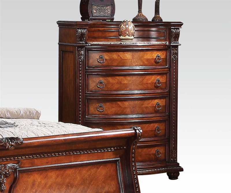 Nathaneal Marble Top Chest in Tobacco Finish by Acme - 22316