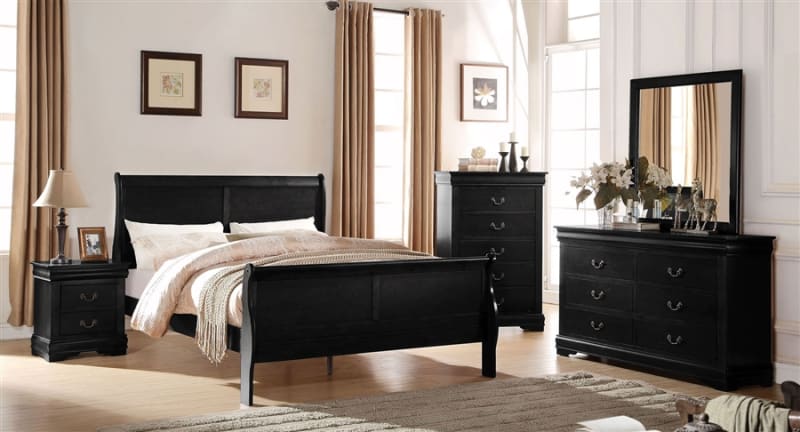 Louis Philippe 6 Piece Bedroom Set in Black Finish by Acme - 23730