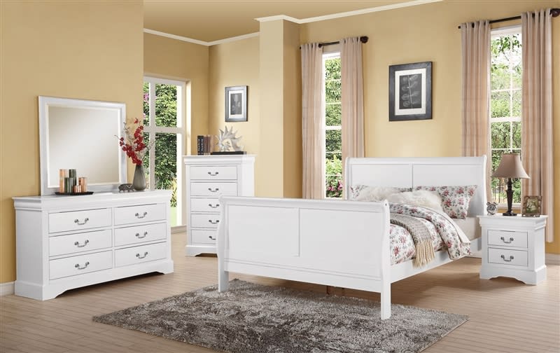 Louis Philippe III 6 Piece Bedroom Set in White Finish by Acme - 24500