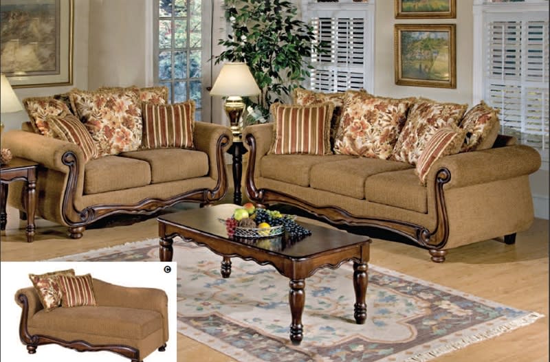 Odysseus 2 Piece Macy Brown Floral Fabric Sofa Set by Serta