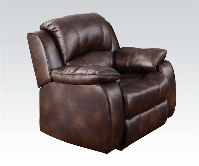 Zanthe Brown Polished Microfiber Recliner by Acme - 50512