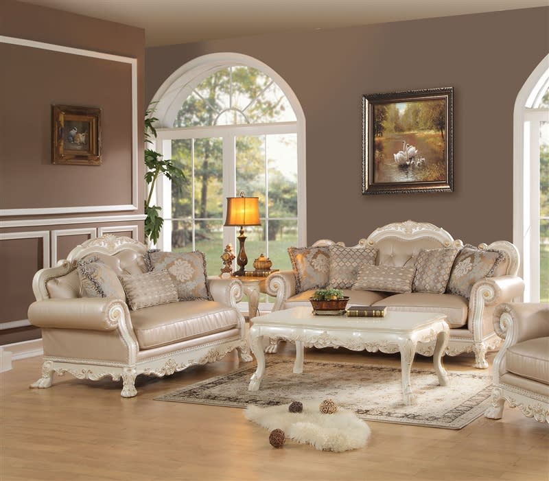 Dresden 2 Piece Living Room Set in Antique White Finish by Acme