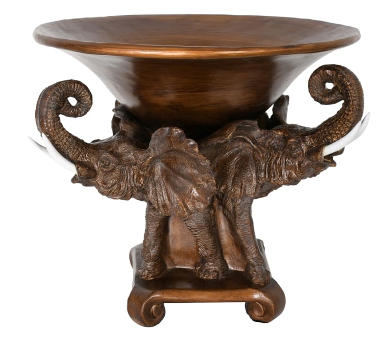 Serengeti Elephant Grand Serving Bowl in Umber and Ivory Finish by AFD Home - AFD-10634226