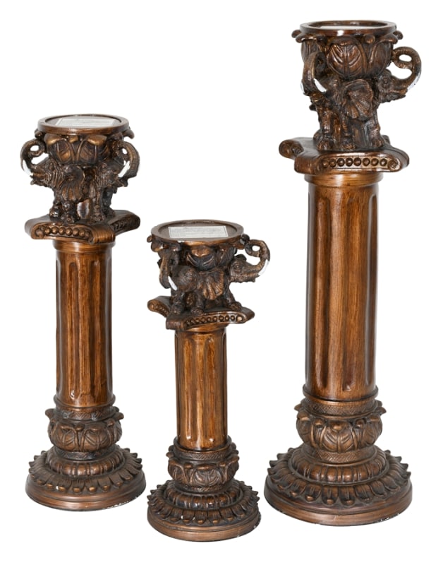 Serengeti 3 Piece Elephant Pillar Candleholder in Umber and Ivory Finish by AFD Home - AFD-10634234