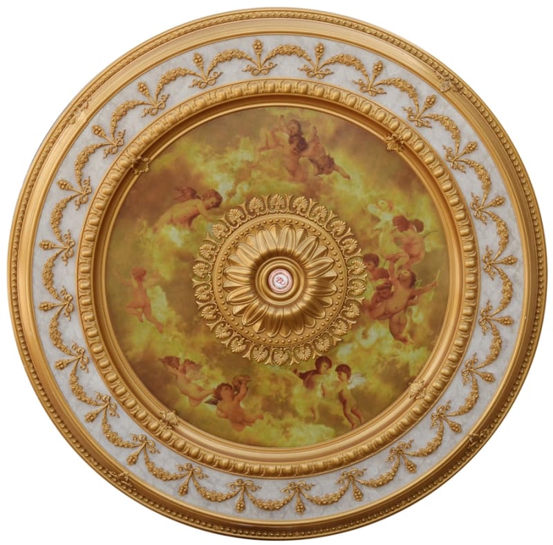 Sistine Round Chandelier Ceiling Medallion in Classic White and Gold Finish by AFD Home - AFD-10711826