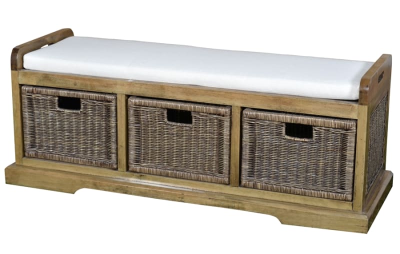 Mountain Studio Livingston Storage Bench in Natural Mahogany Finish by AFD Home - AFD-11003442