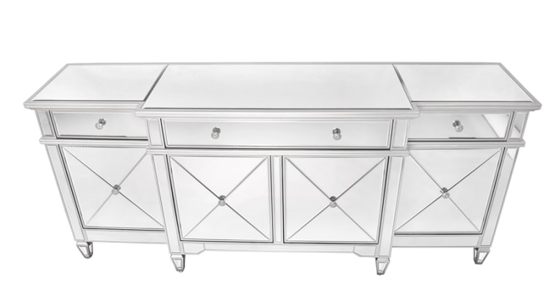 Park Avenue Credenza 4 Door Mirrored Sideboard in Silver and Gold Finish by AFD Home - AFD-11166313