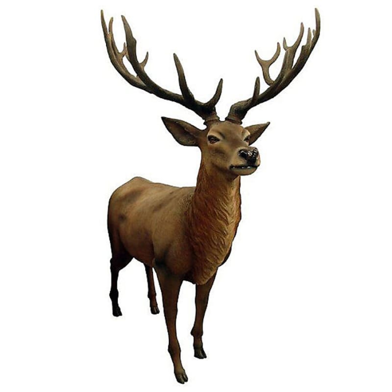 Red Stag Deer LifeSize Statue Animal Sculpture in Hand-Painted Multicolored Finish by AFD Home - AFD-11201588